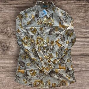 JMcLaughlin Tropical Floral Button-Up Long Sleeve Shirt With Collar